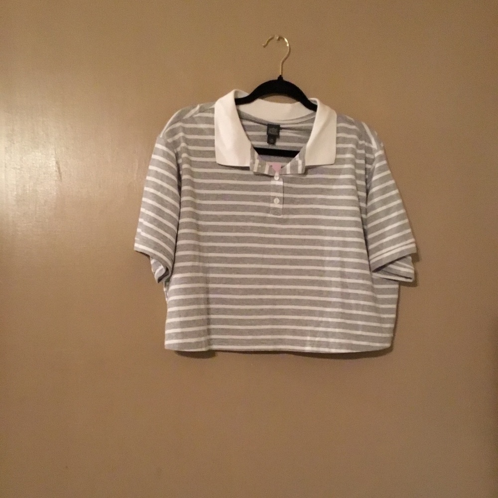 NWT polo neck stripped crop top